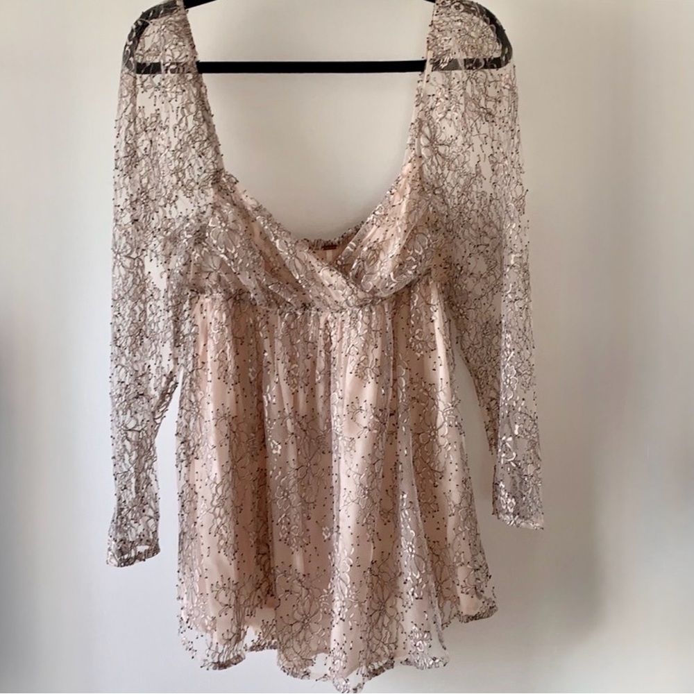 FREE PEOPLE NWT Heavenly Lace Tunic Sz M - Picture 7 of 13